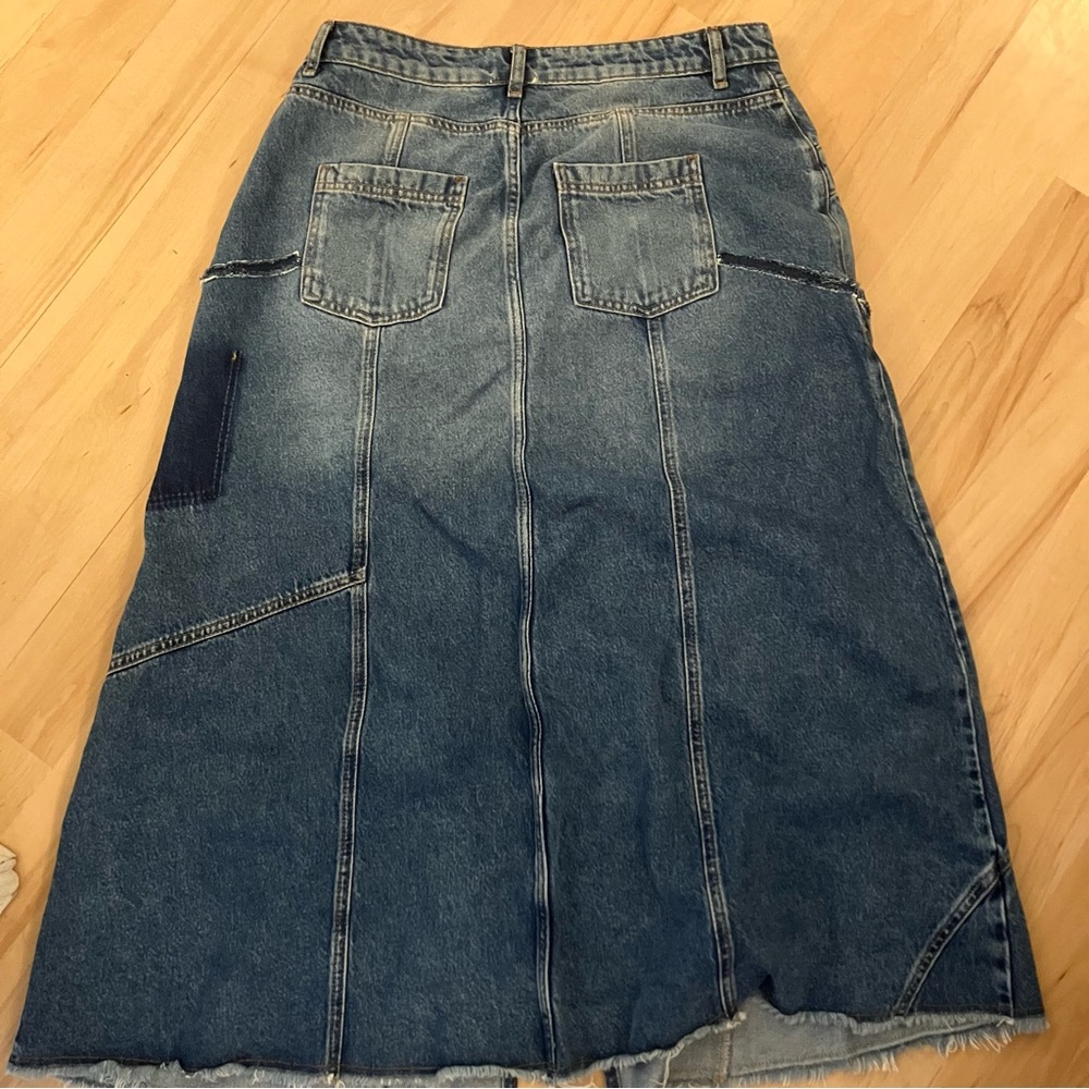 Anthropologie Pilcro Denim Re-worked Midi Skirt - Indigo - Picture 8 of 15